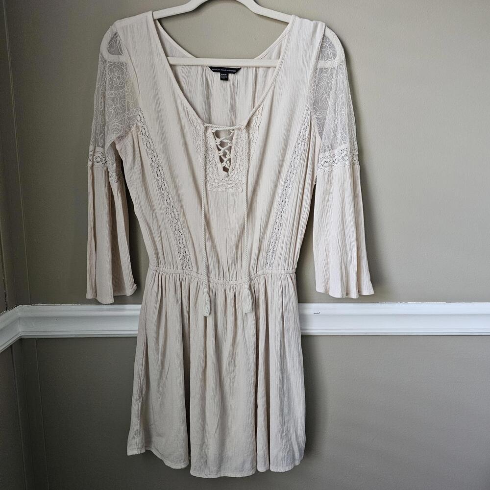 American Eagle Outfitters Beige Lace Detail Dress Medium